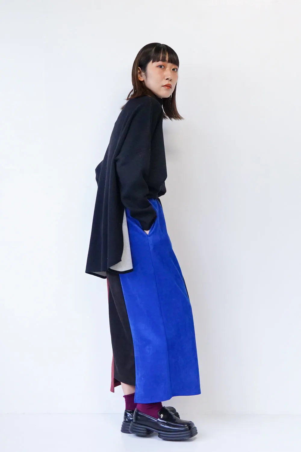 リバーシブルポンチョ風ニット