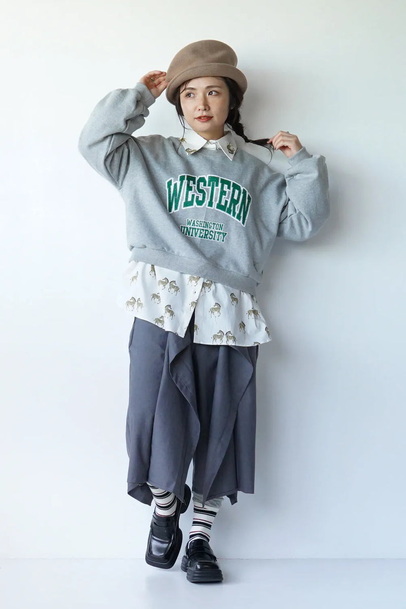 ボタンアレンジハーフワイドパンツ