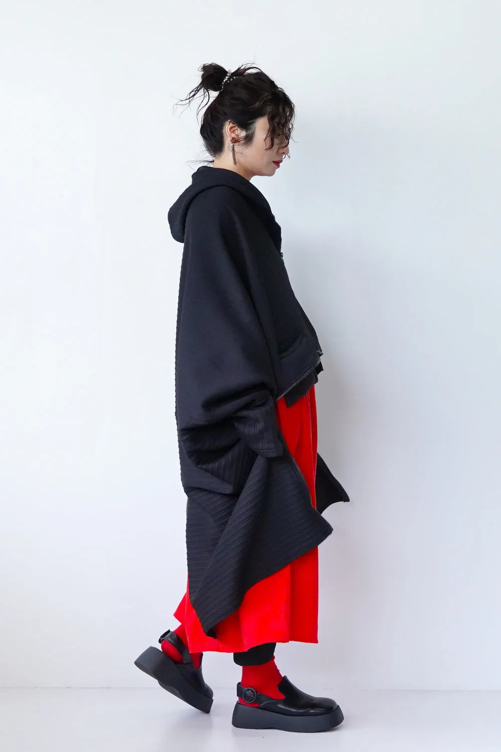 ジップデザインドルマンパーカ