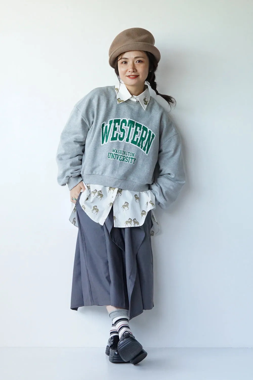 ボタンアレンジハーフワイドパンツ