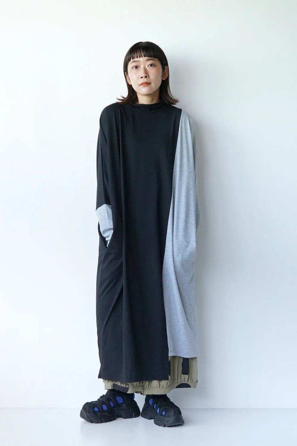 バイカラーカットソーワンピース