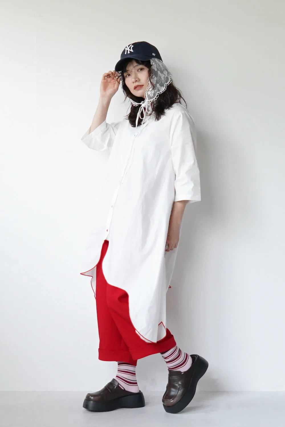 無地×マルチボーダーソックス