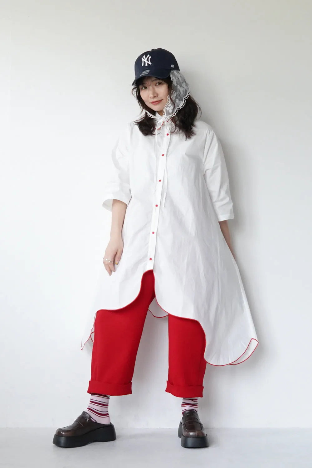 【LILA n' citta】スカラップヘムチュニックシャツ