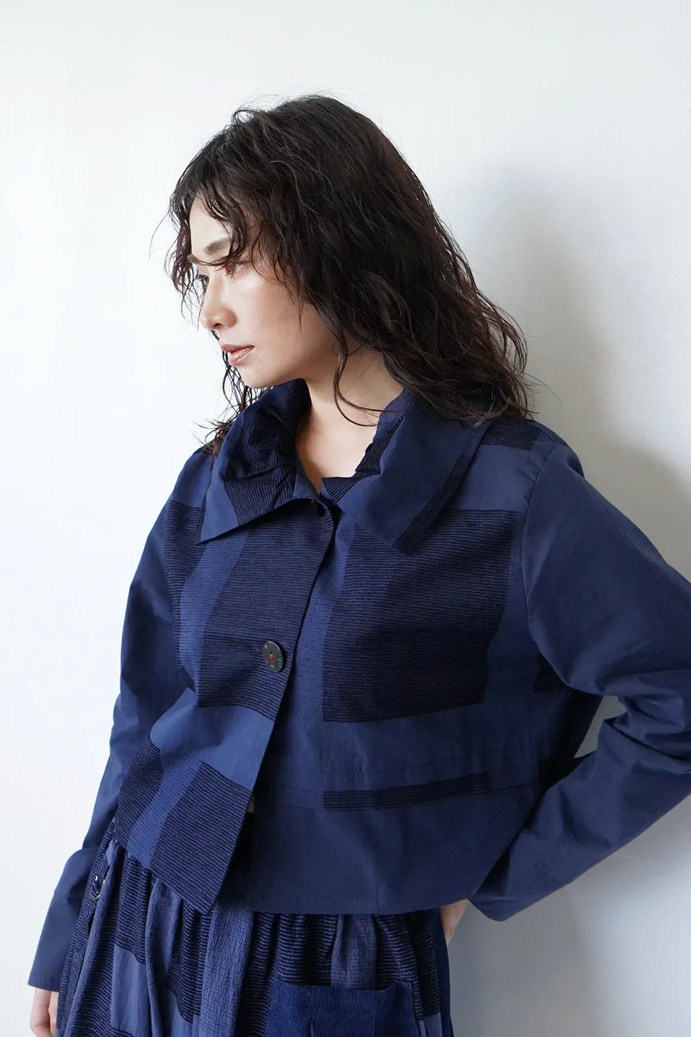 格子柄ショートジャケット