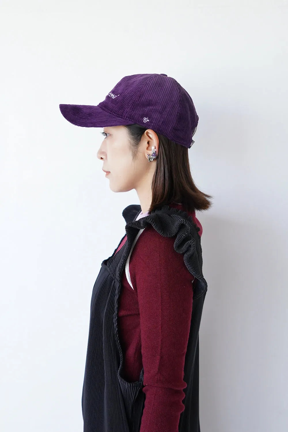 フリルショルダープリーツサロペット