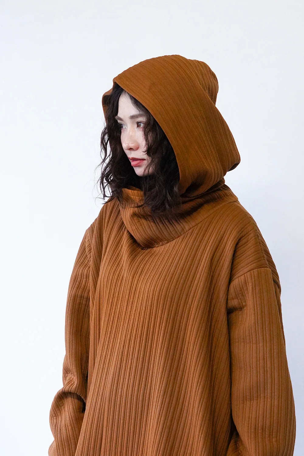 ハイネックフードビッグパーカワンピース