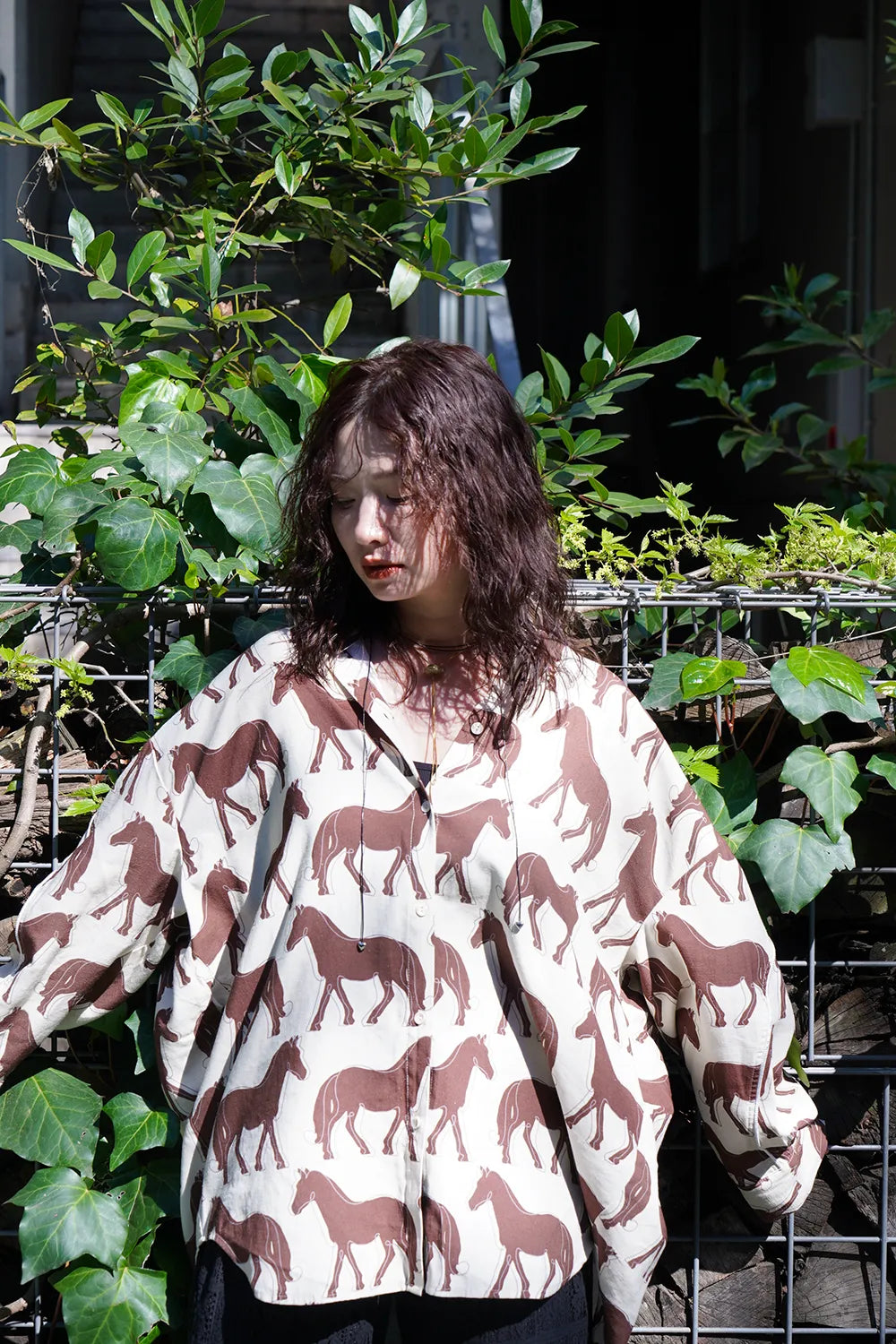 【予約販売】【LILA n’ citta】馬柄チュニックシャツ