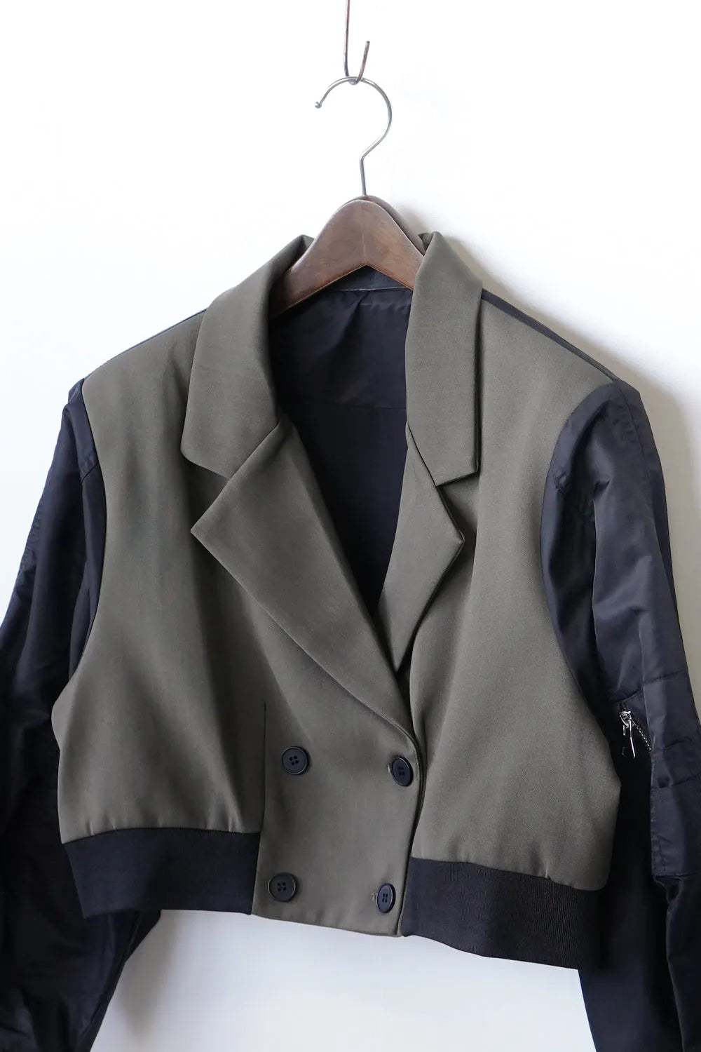 【MICALLE MICALLE】異素材ショートテーラードジャケット