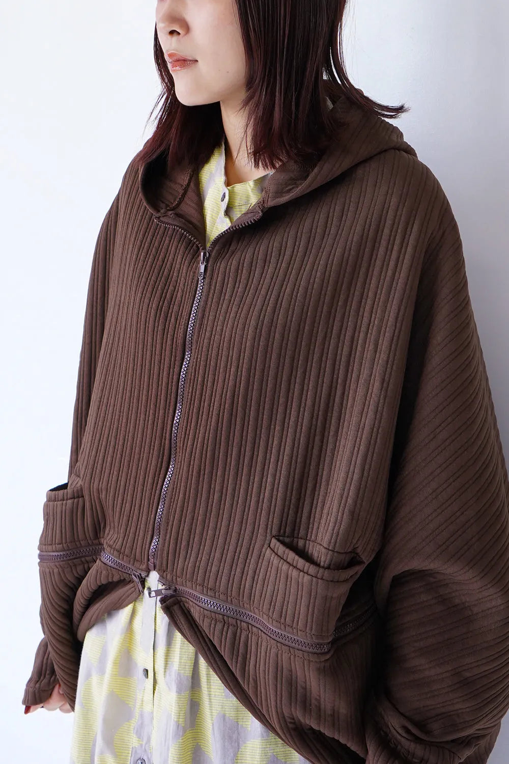 ジップデザインドルマンパーカ