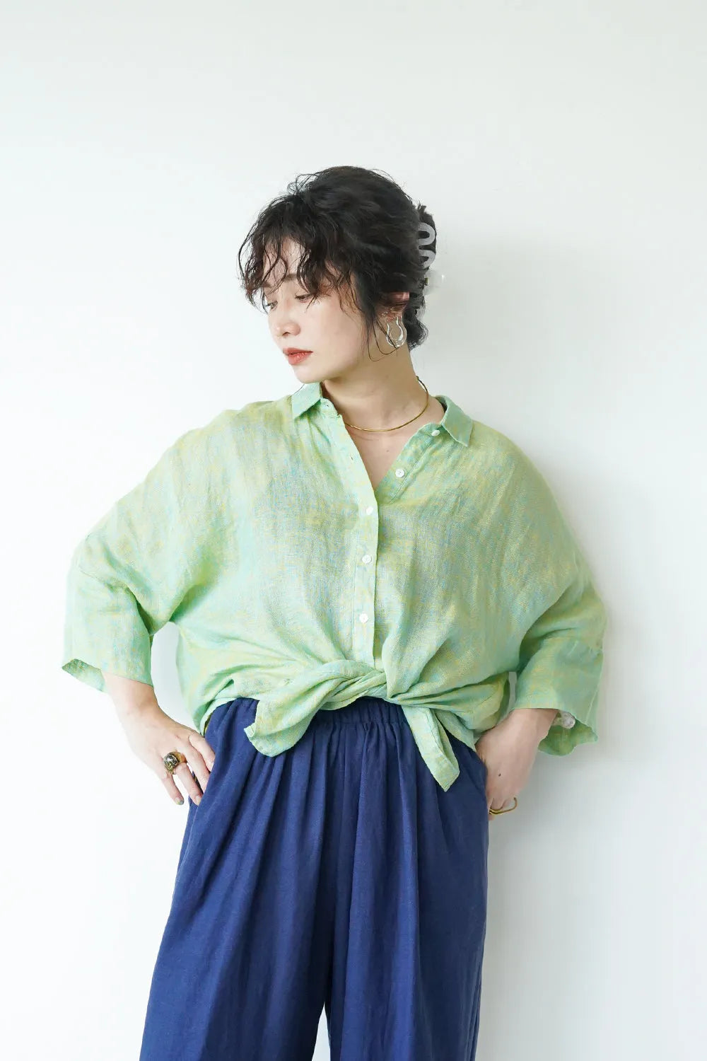 【MICALLE MICALLE】ワイドリネンシャツ