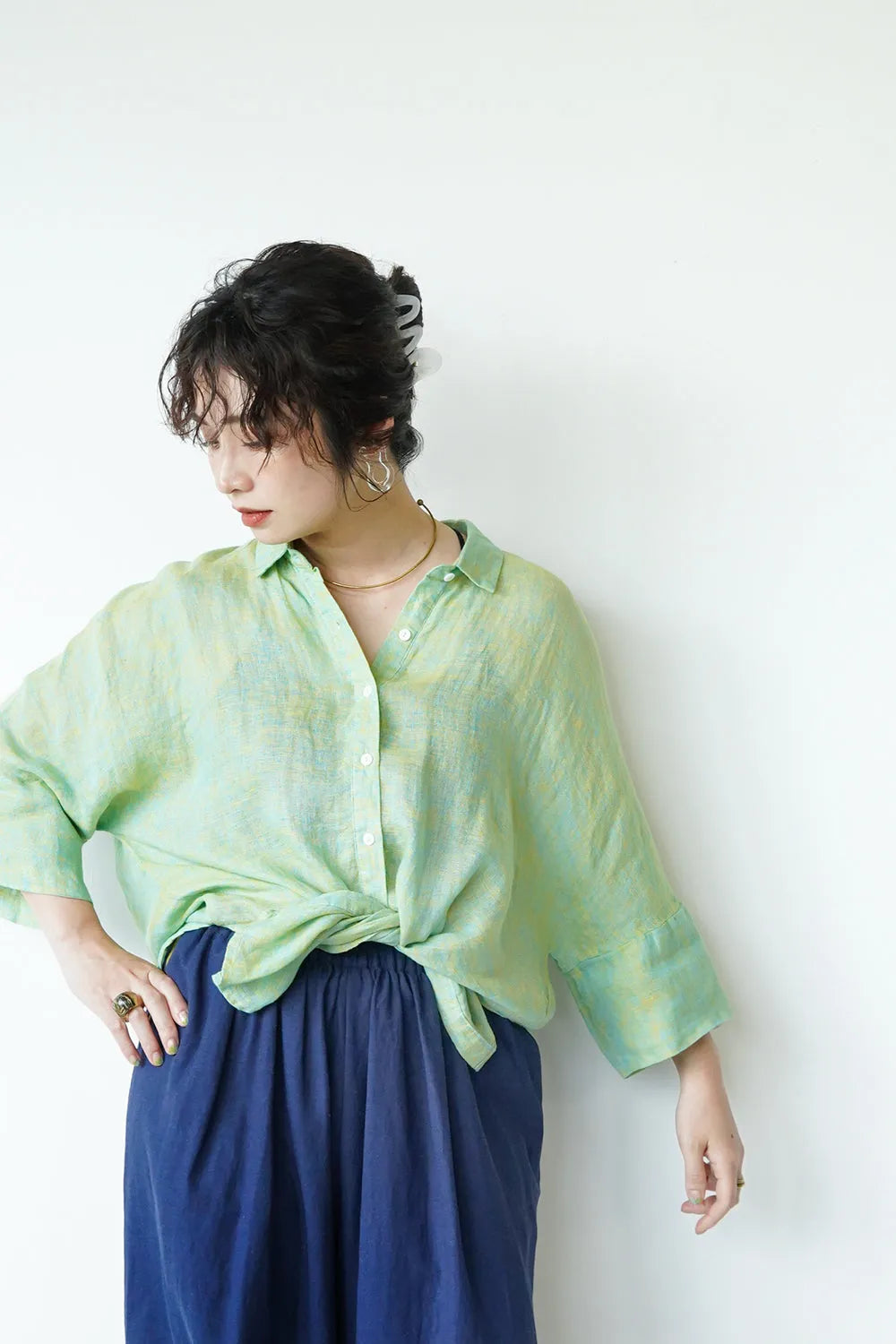 【MICALLE MICALLE】ワイドリネンシャツ