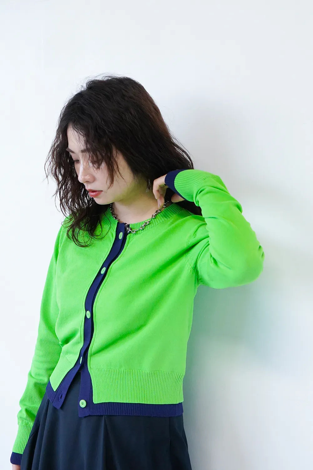 【MICALLE MICALLE】配色ショートカーデ