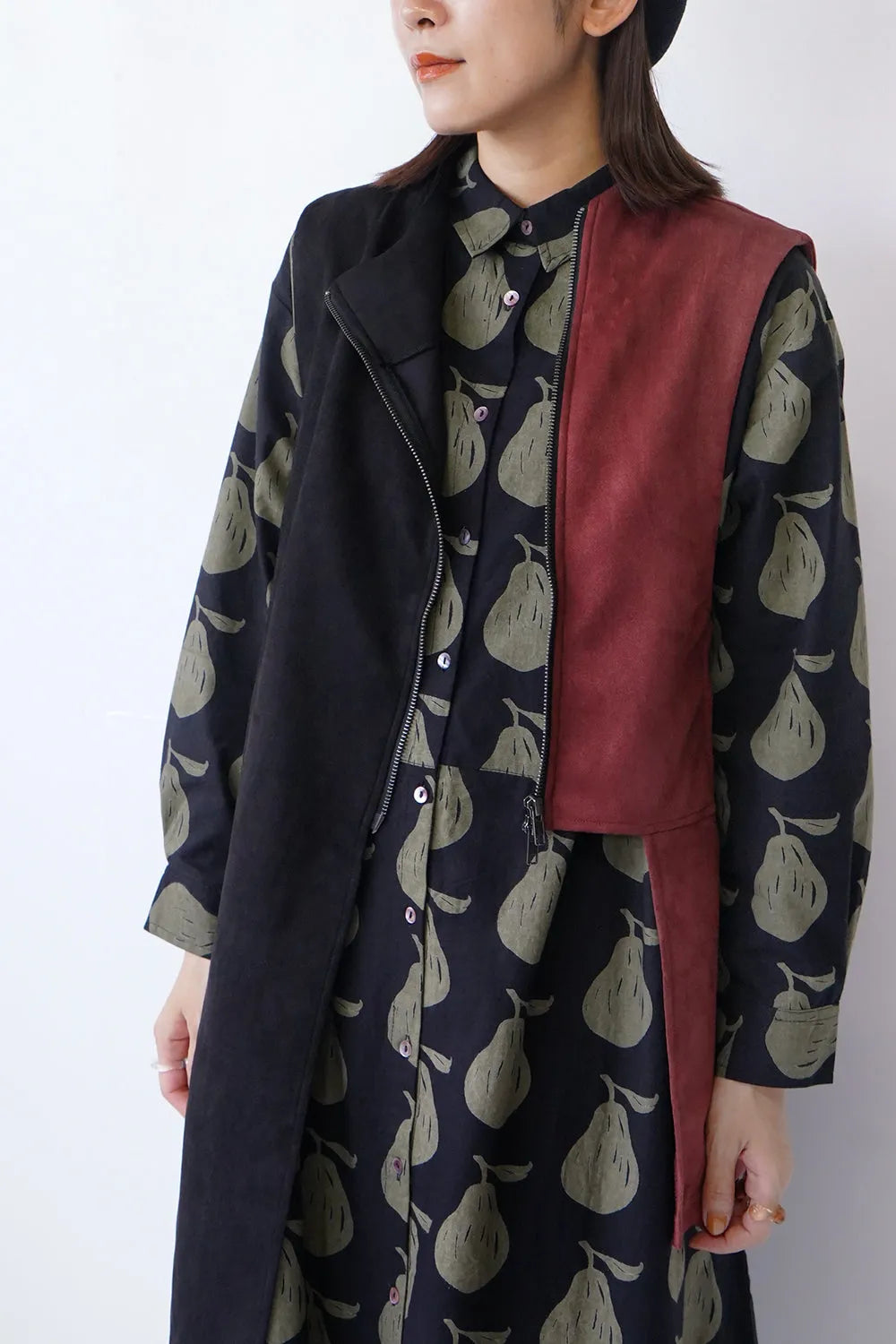 【LILA n’ citta】フェイクスエード配色ベスト