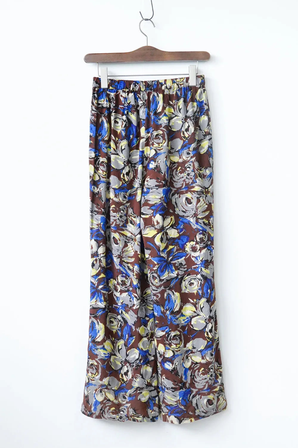 ビビッド大花柄麻混イージーパンツ