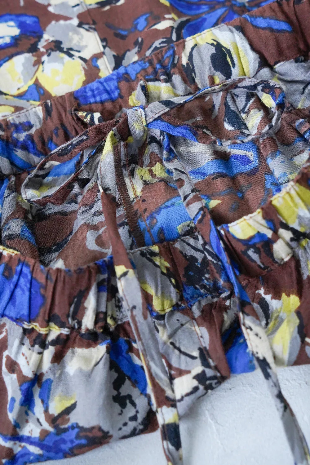 ビビッド大花柄麻混イージーパンツ