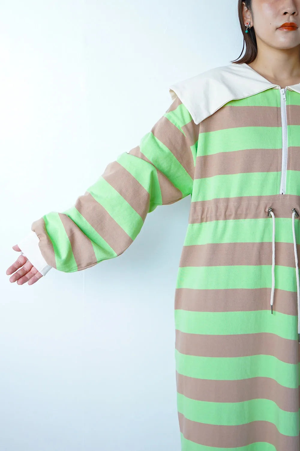 セーラーカラーボーダースウェットワンピース