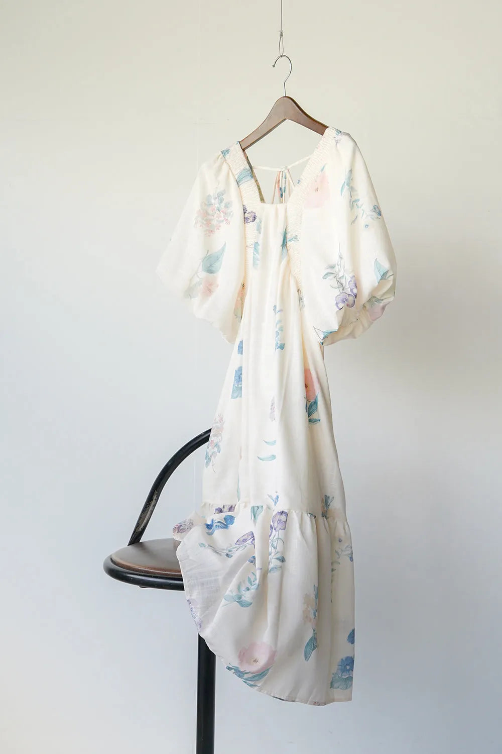 パステル花柄 ボリュームスリーブワンピース