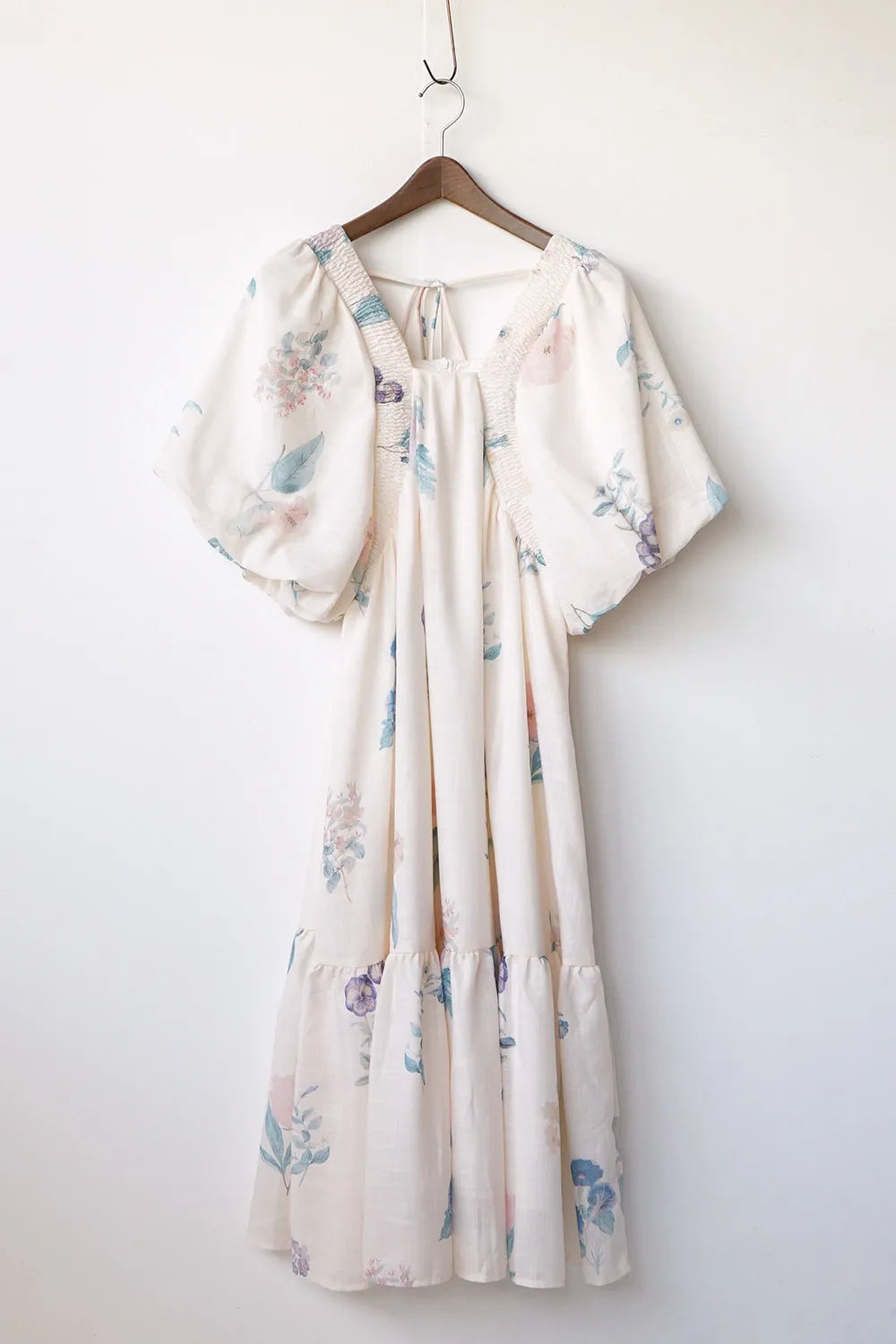 パステル花柄 ボリュームスリーブワンピース