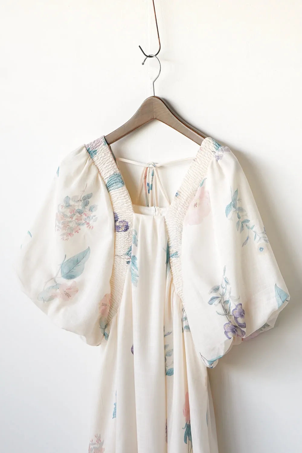 パステル花柄 ボリュームスリーブワンピース