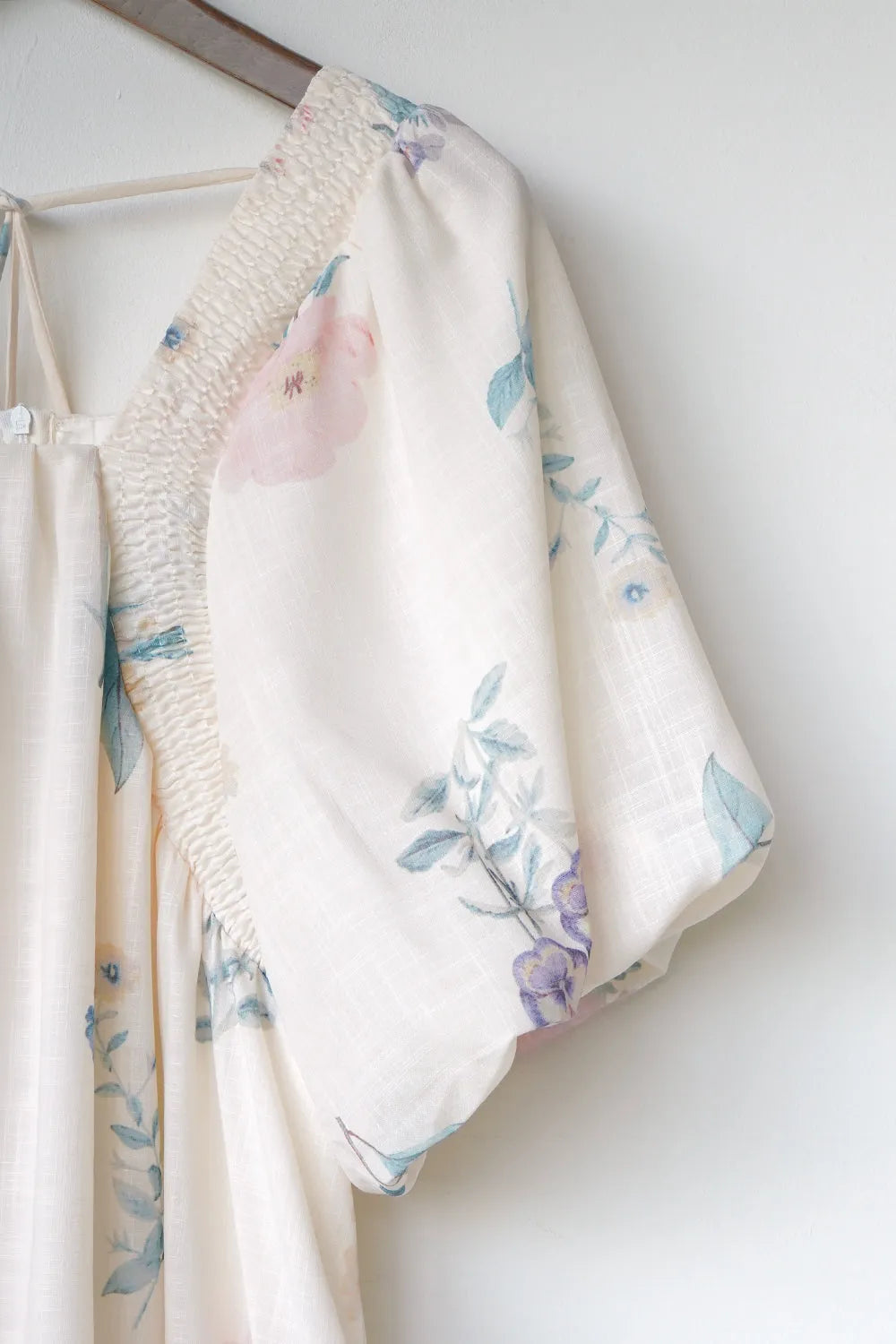 パステル花柄 ボリュームスリーブワンピース