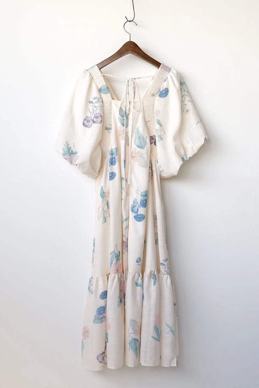 パステル花柄 ボリュームスリーブワンピース