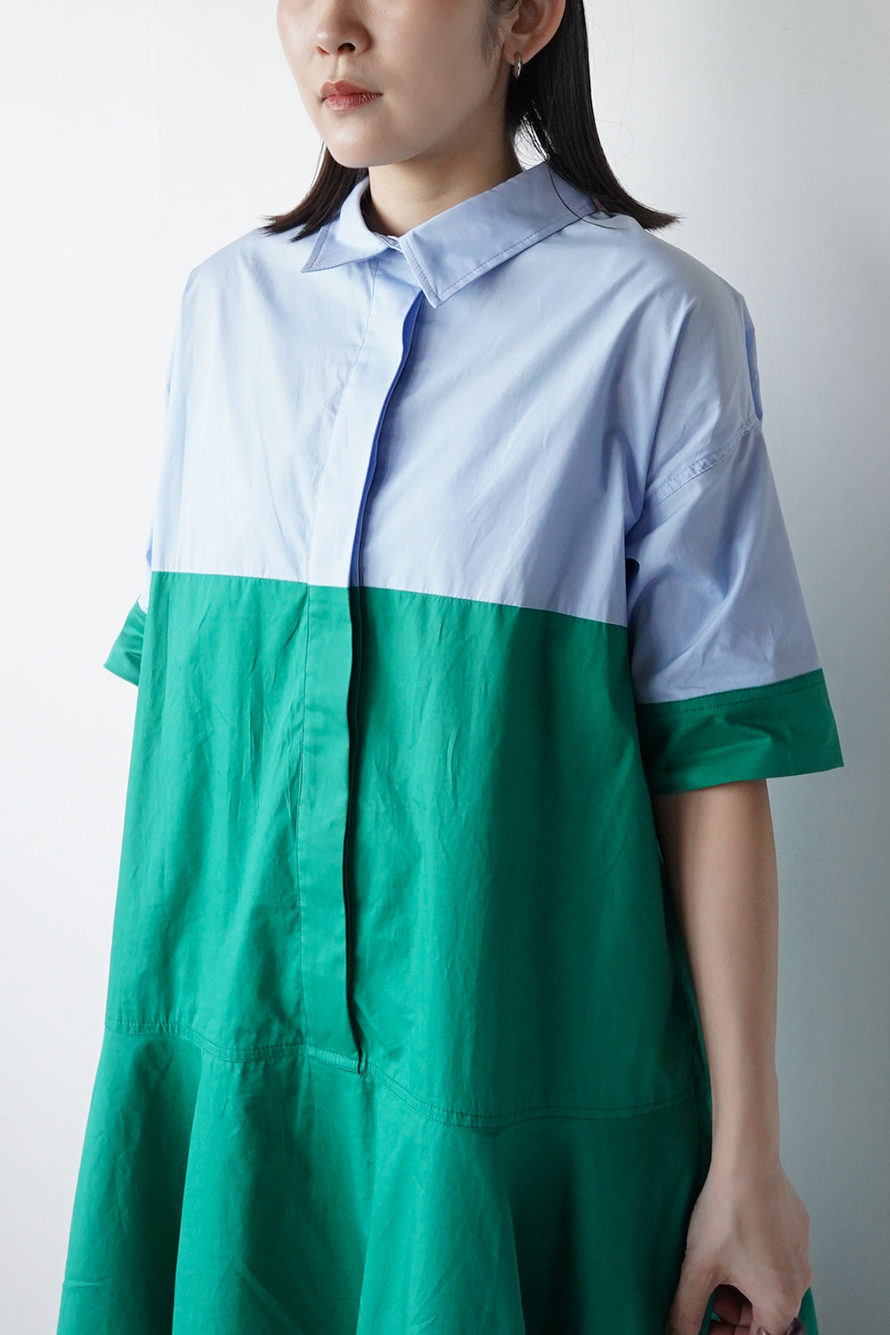 LILA n' citta】バイカラーフレアシャツワンピース – LILA