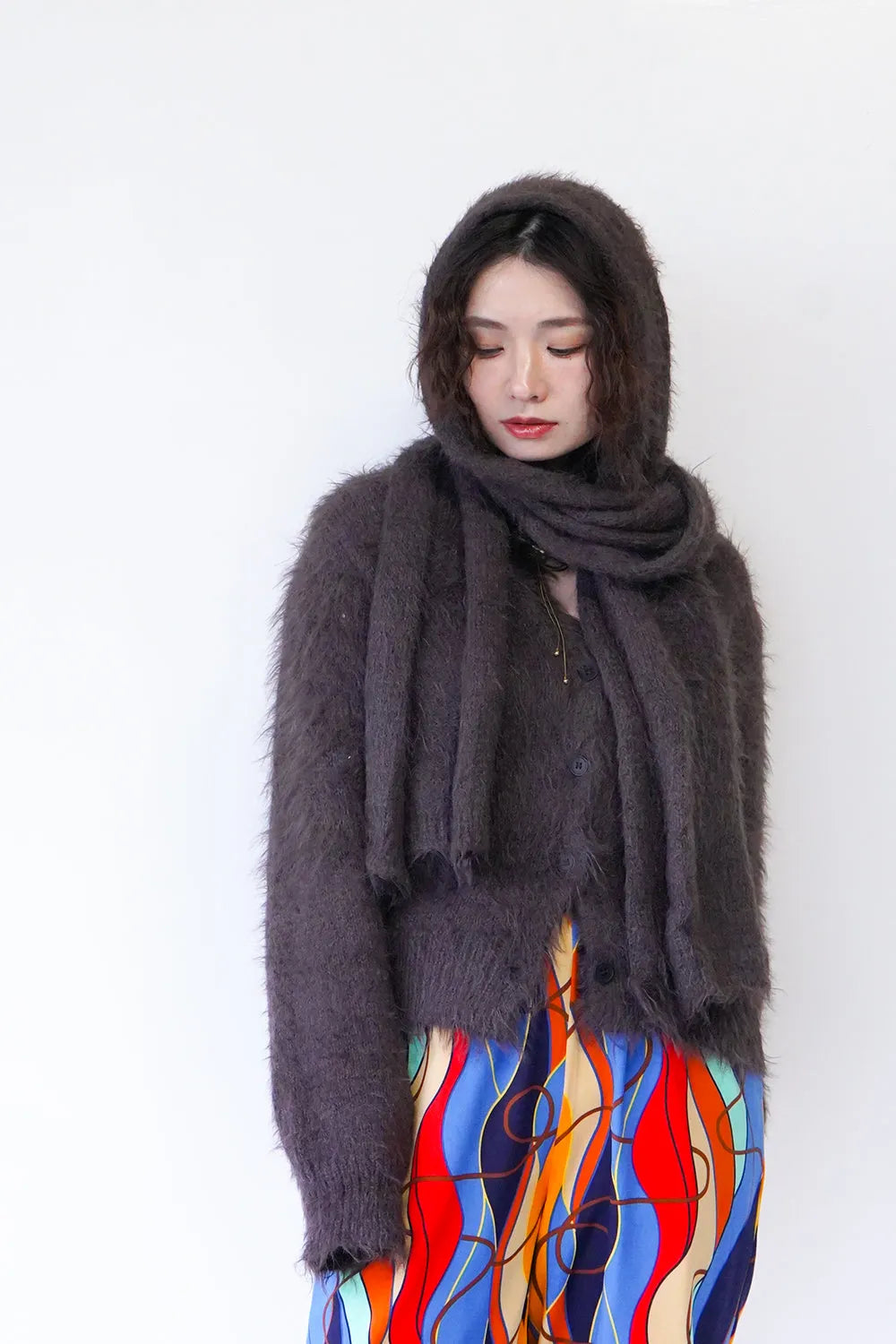 モヘアニットカーデ＆マフラーSET