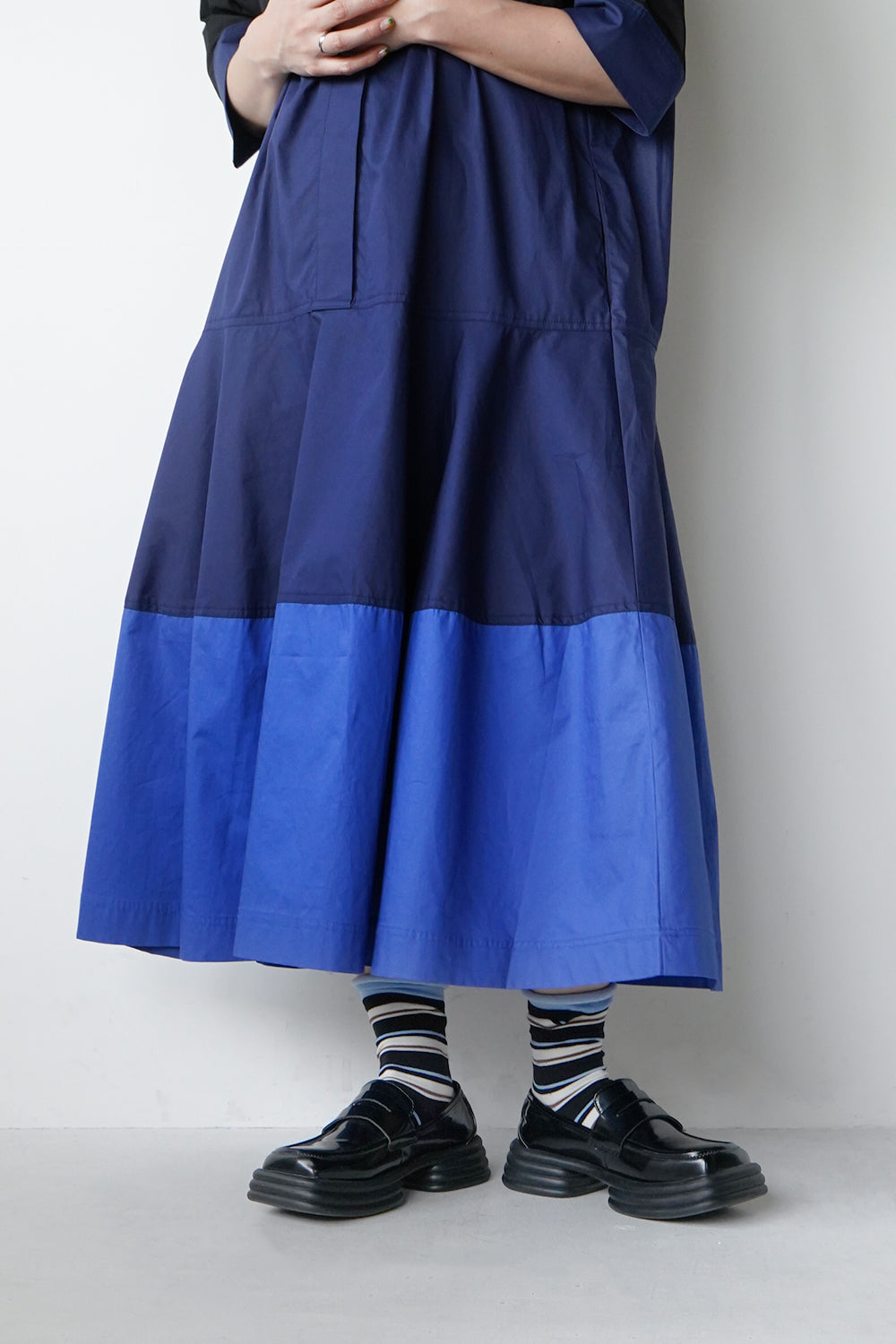 【美品】mame バイカラー フレアワンピース Jersey Dress 1.jpg