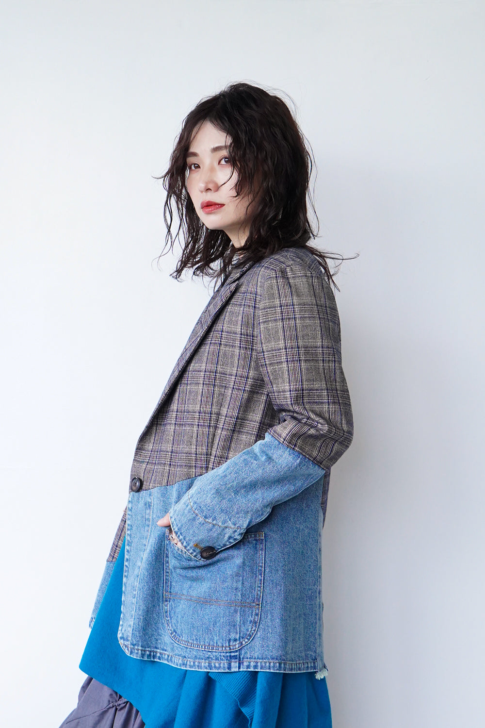 MICALLE MICALLE】デニム×チェック切替ジャケット – LILA & CITTA