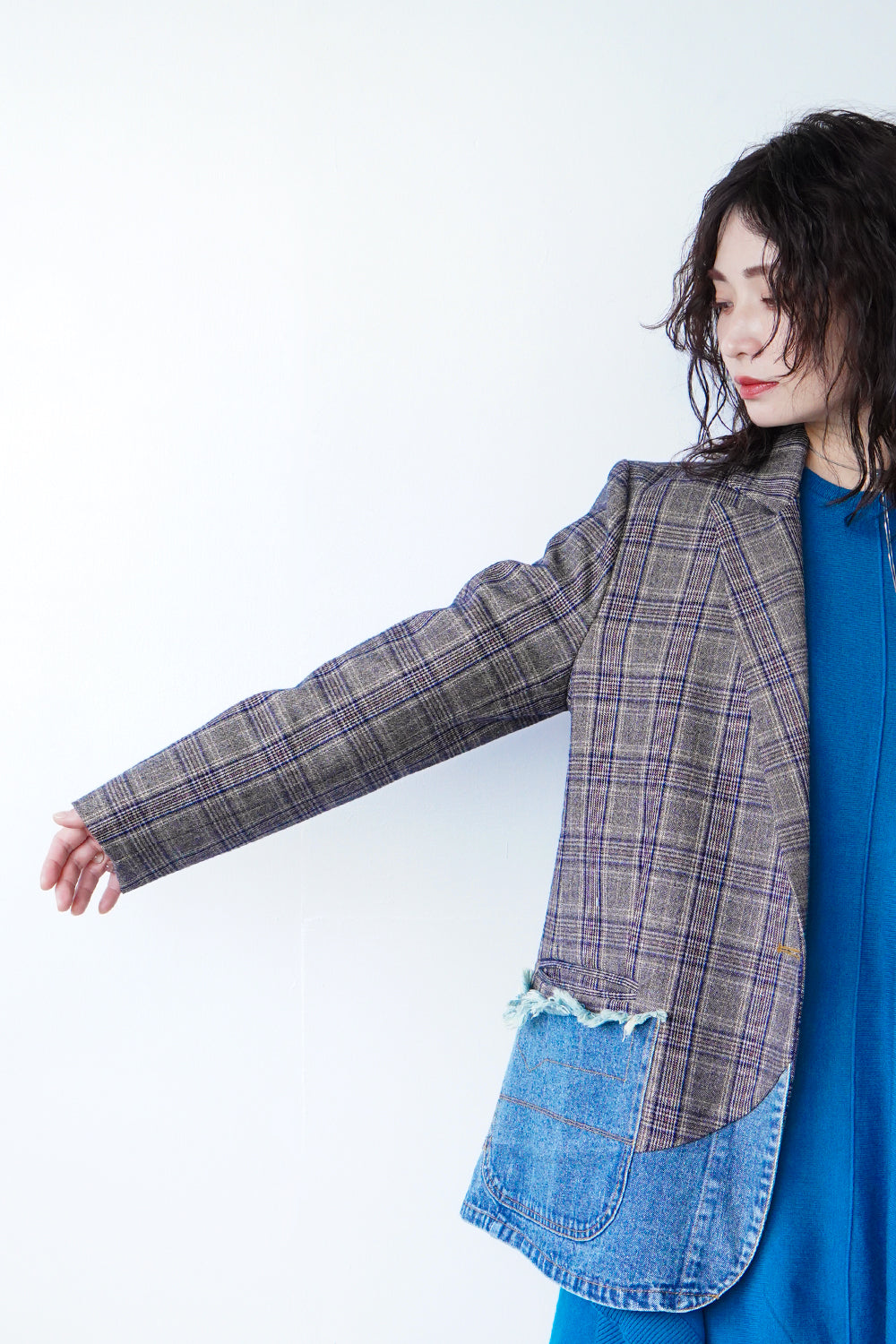 MICALLE MICALLE】デニム×チェック切替ジャケット – LILA & CITTA