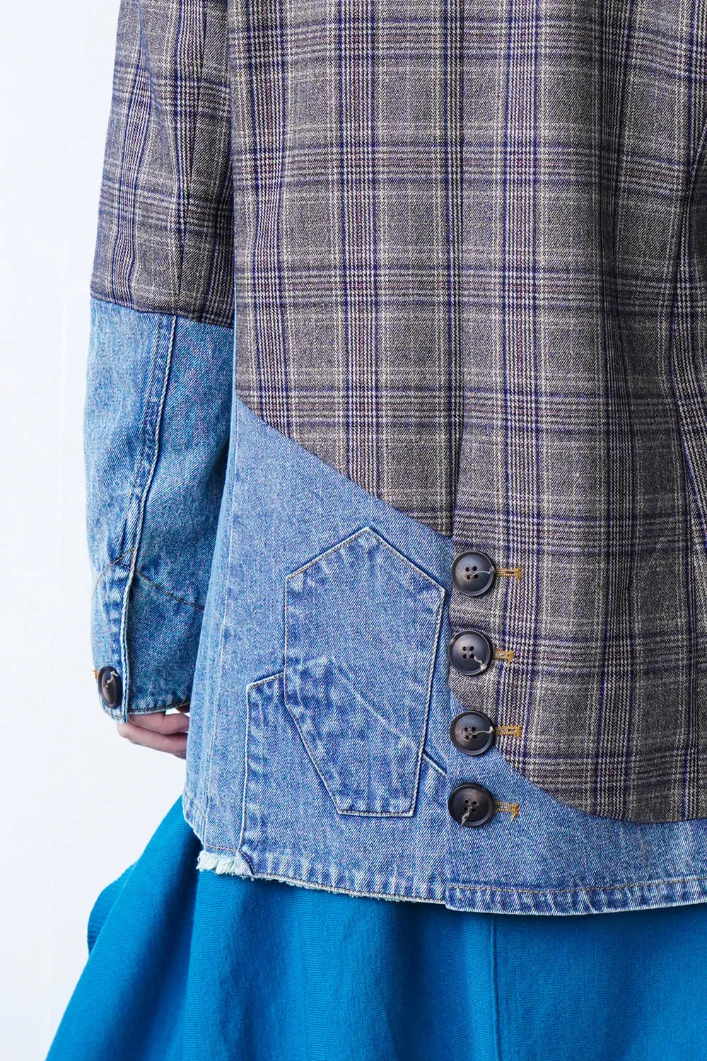 【MICALLE MICALLE】デニム×チェック切替ジャケット