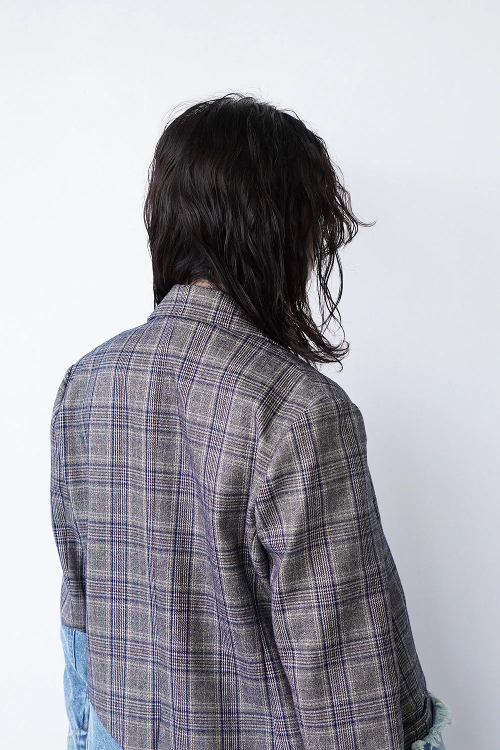 【MICALLE MICALLE】デニム×チェック切替ジャケット