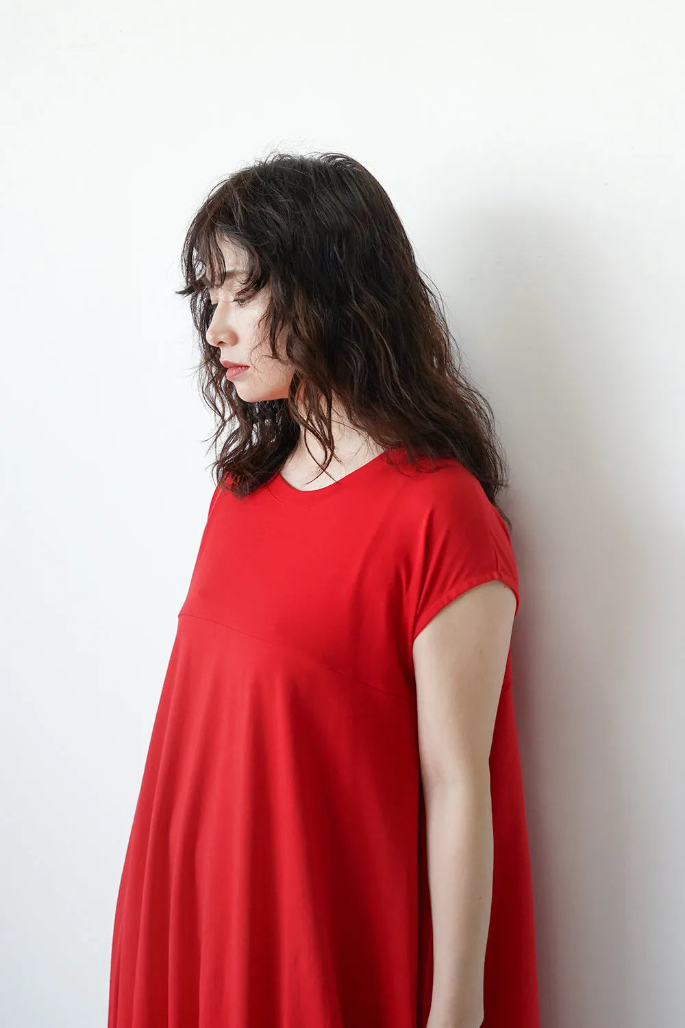 ヨーク切替バルーンロングワンピース
