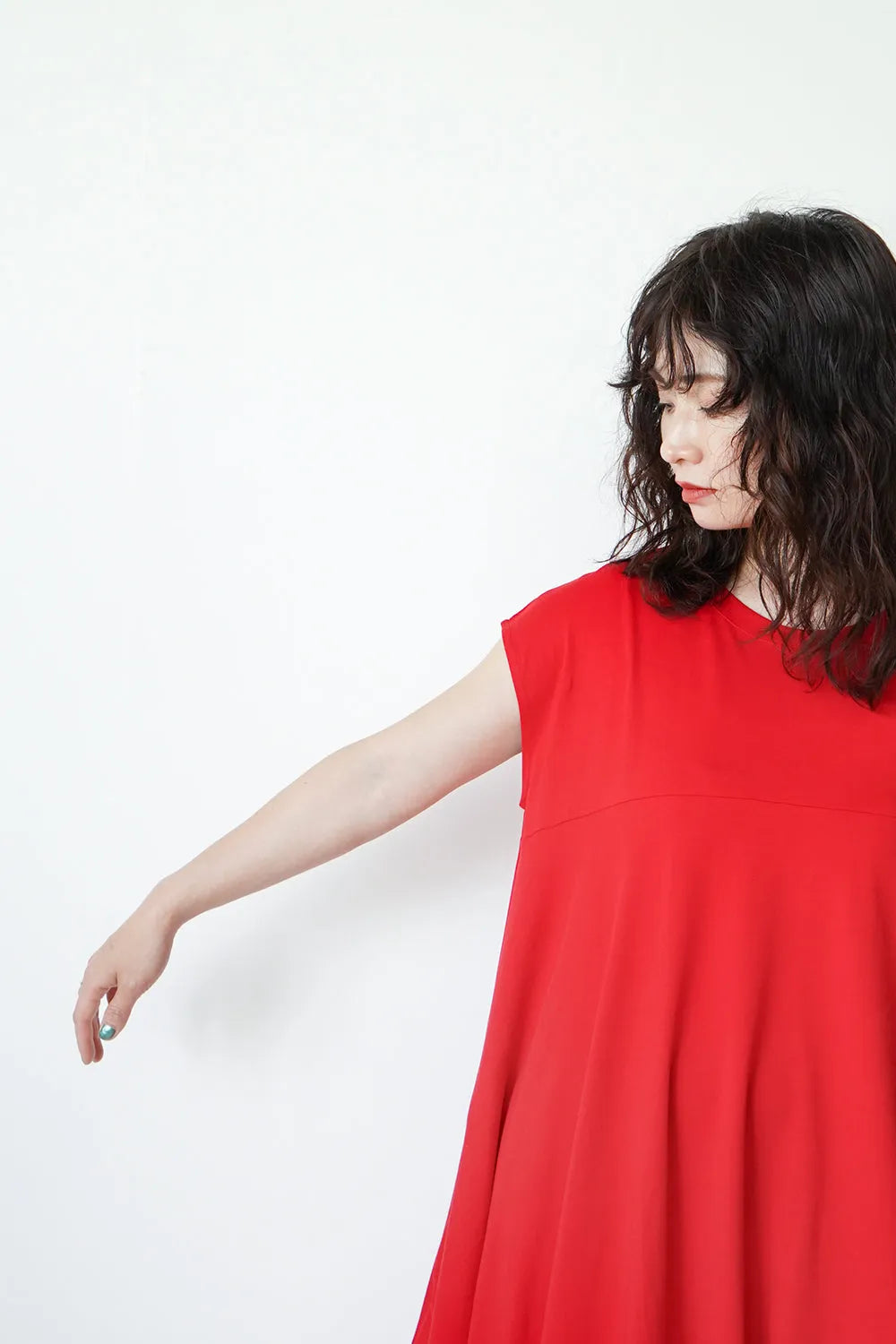 ヨーク切替バルーンロングワンピース