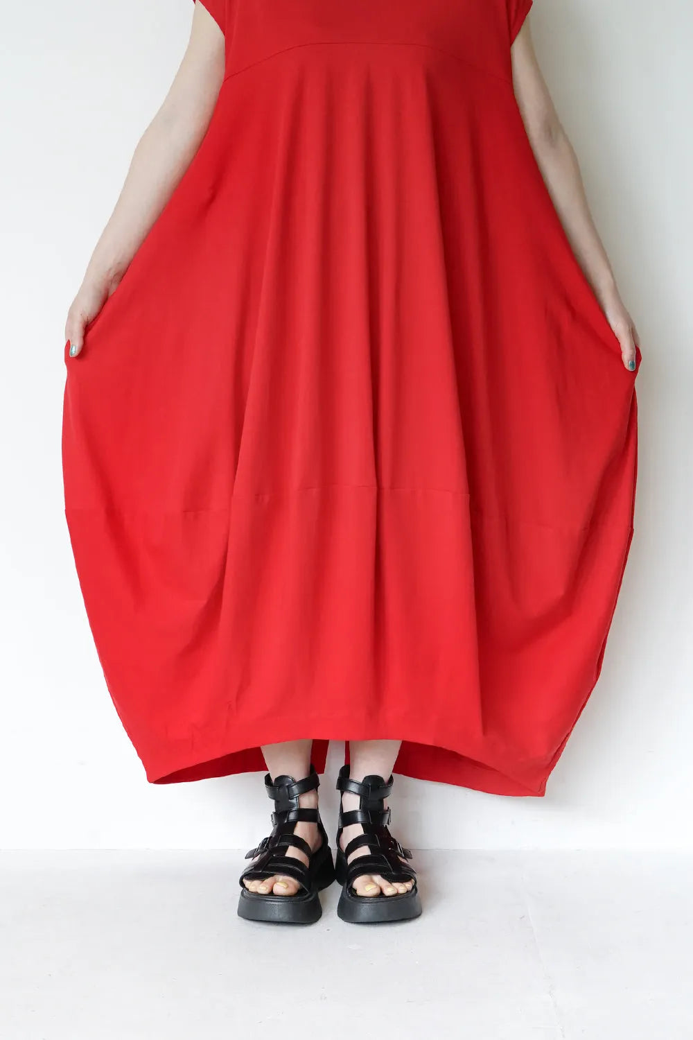 ヨーク切替バルーンロングワンピース