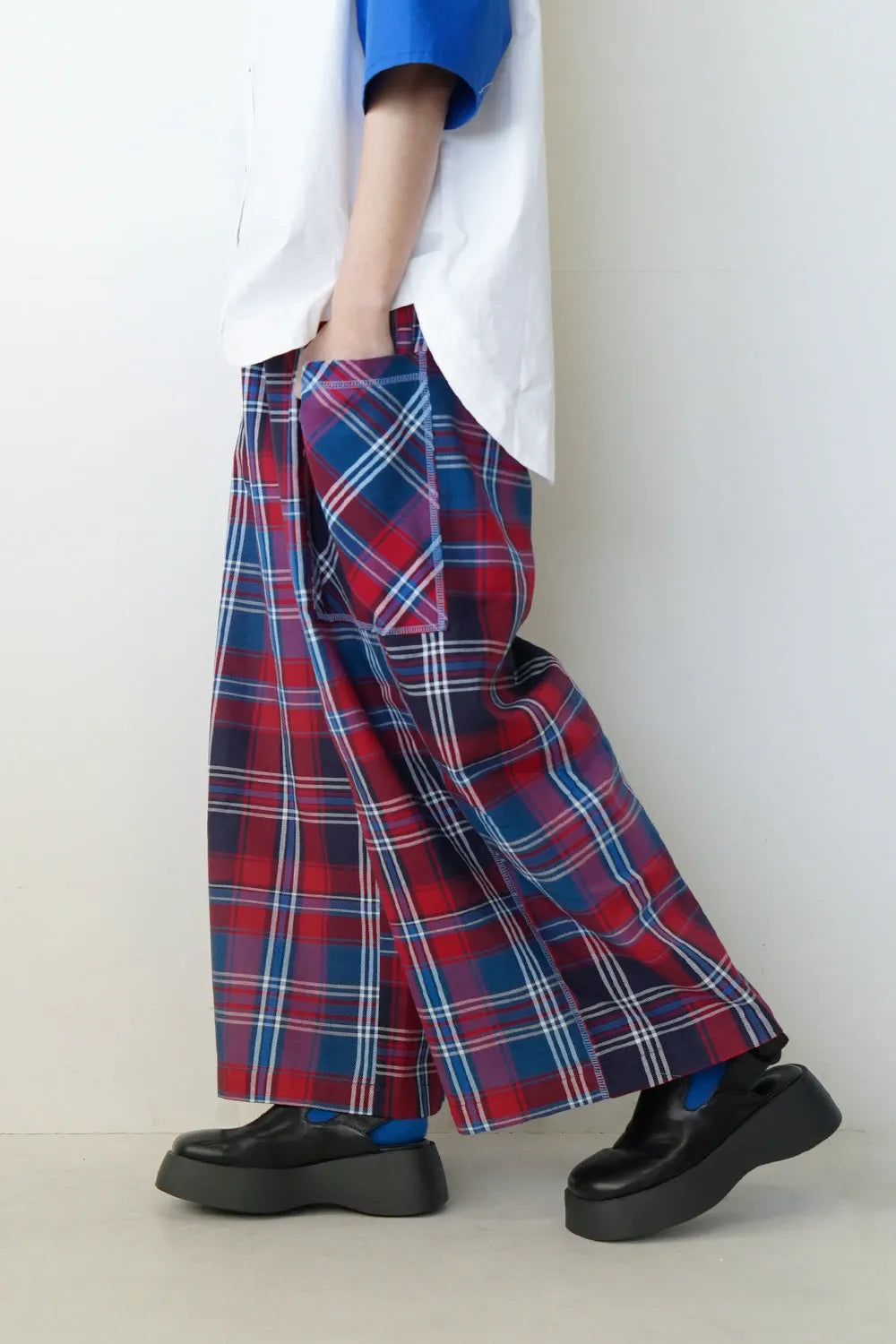 【LILA n’citta】チェック柄ワイドパンツ