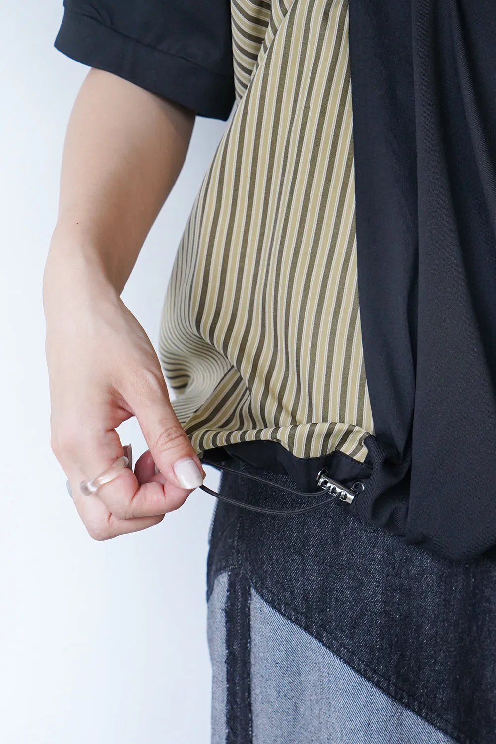 【MICALLE MICALLE】ストライプドロストヘムチュニックワンピース