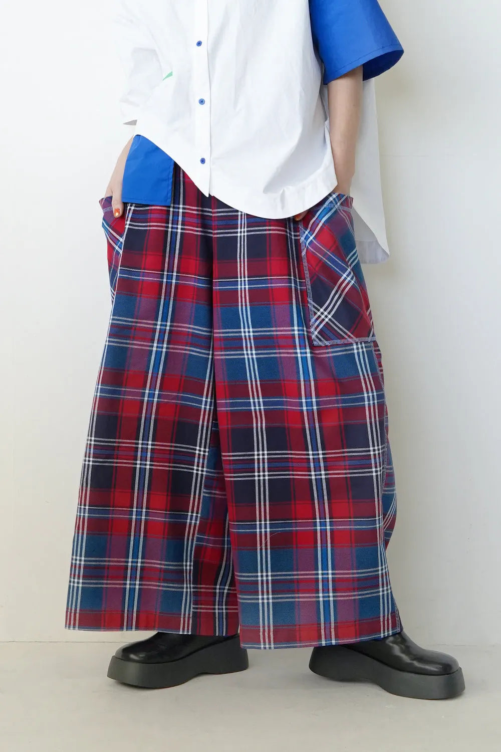 【LILA n’citta】チェック柄ワイドパンツ