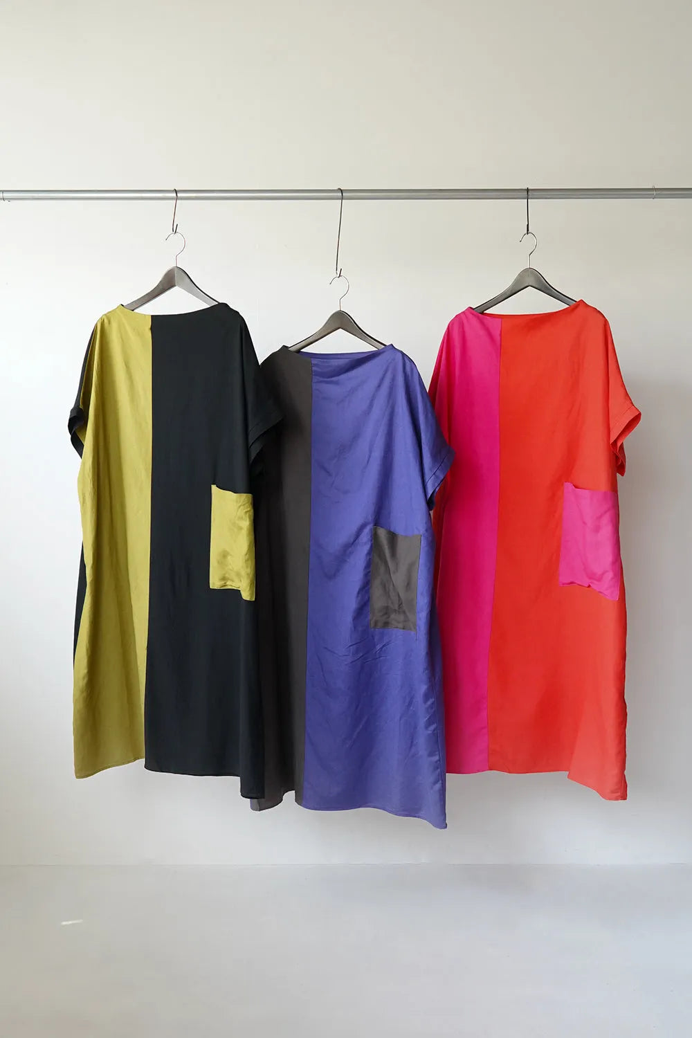 【LILA n’ citta】リネンレーヨンバイカラーワンピース