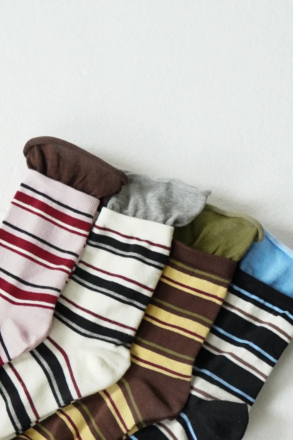 無地×マルチボーダーソックス