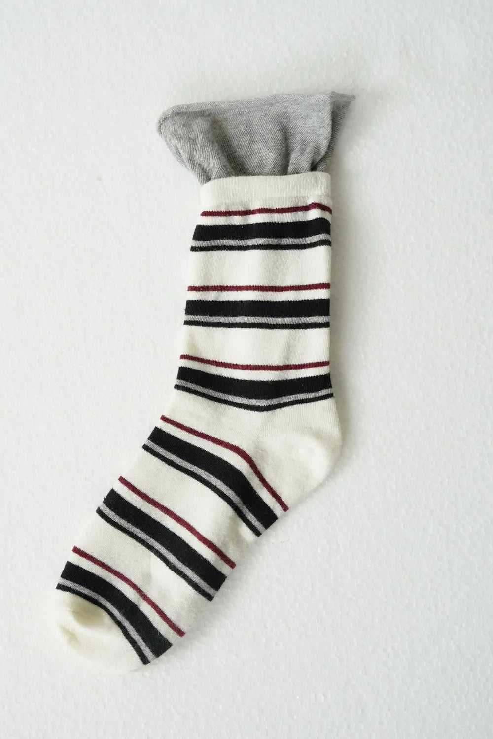無地×マルチボーダーソックス