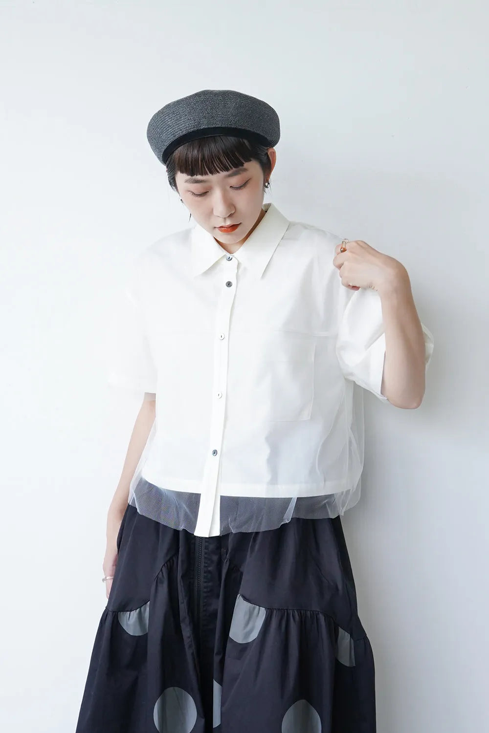 【MICALLE MICALLE】チュールレイヤードシャツ