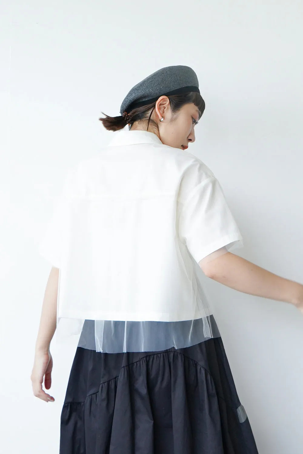 【MICALLE MICALLE】チュールレイヤードシャツ