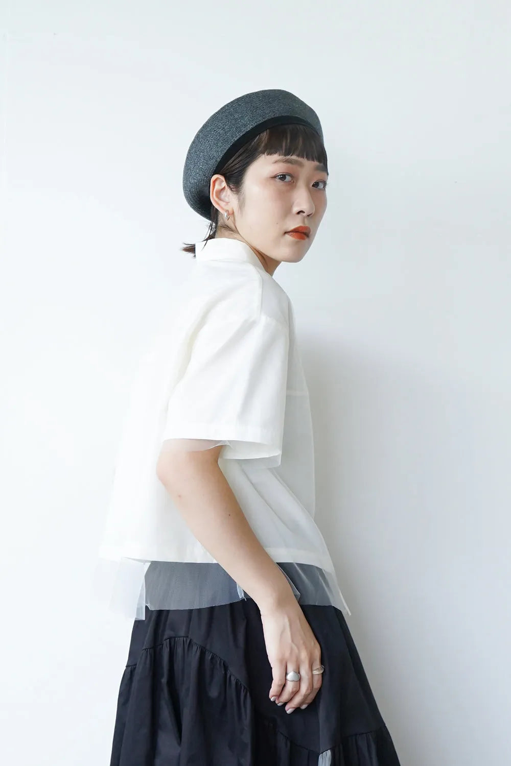 【MICALLE MICALLE】チュールレイヤードシャツ