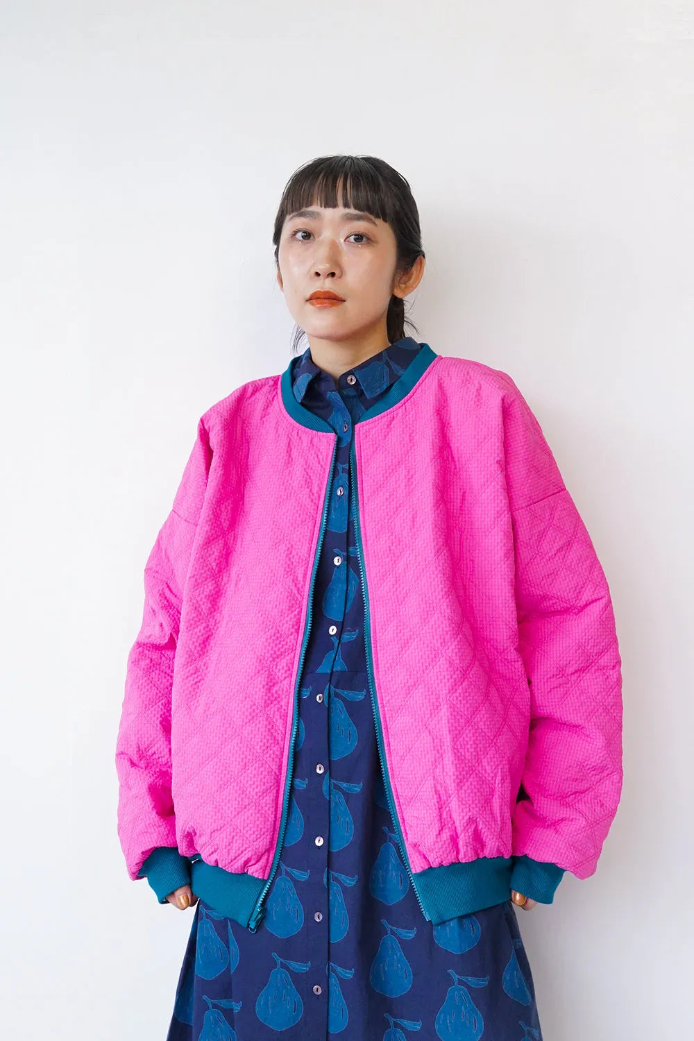 【LILA n’ citta】格子柄キルティングブルゾン