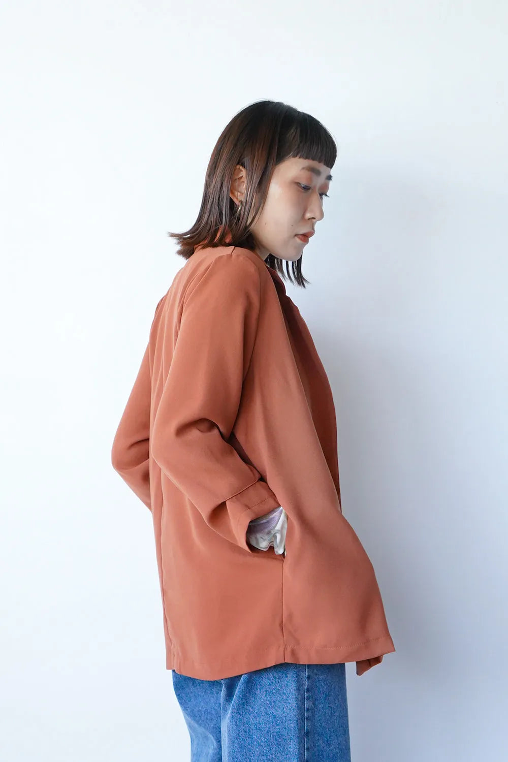 袖タックダブルジャケット