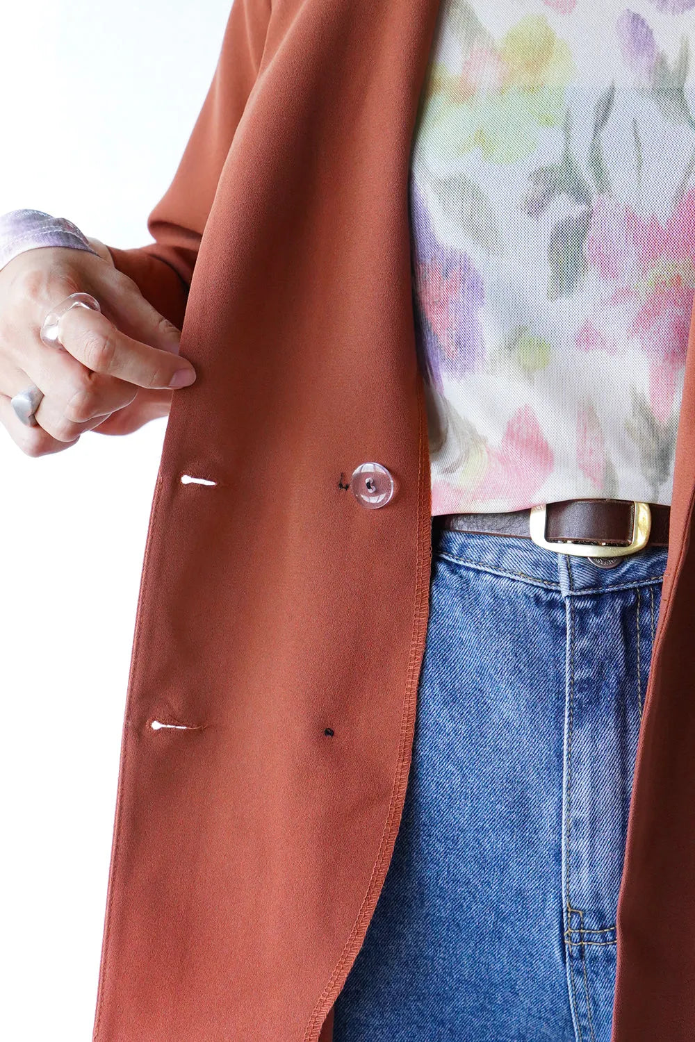 袖タックダブルジャケット