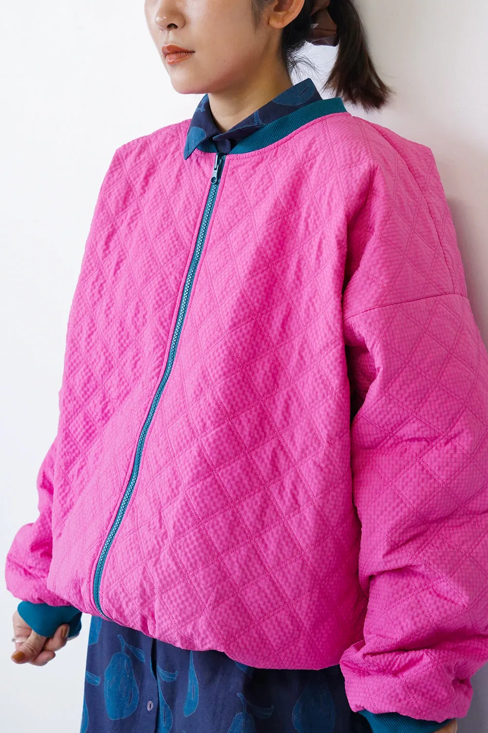 【LILA n’ citta】格子柄キルティングブルゾン