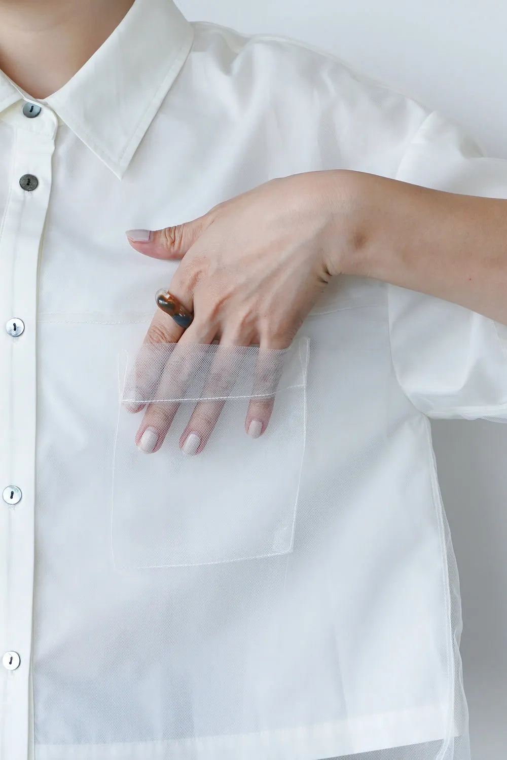 【MICALLE MICALLE】チュールレイヤードシャツ