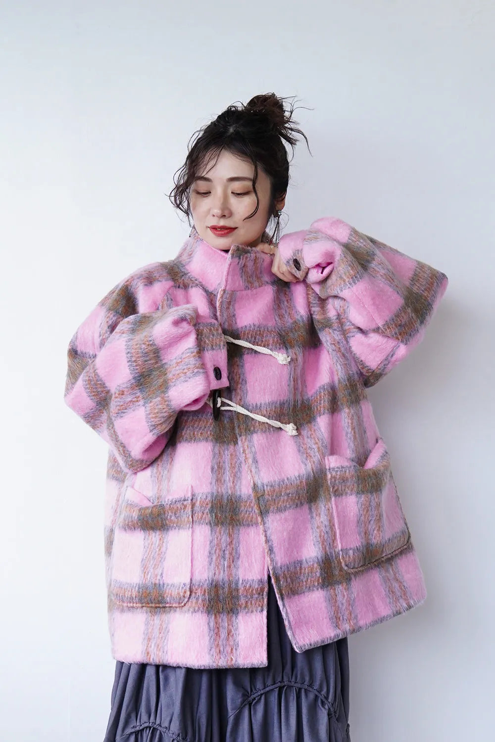 【LILA n' citta】チェック柄ハーフコート
